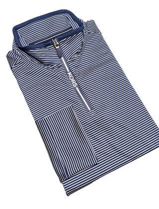 Michael Kors Stripe Performance 1/4 Zip - Midnight