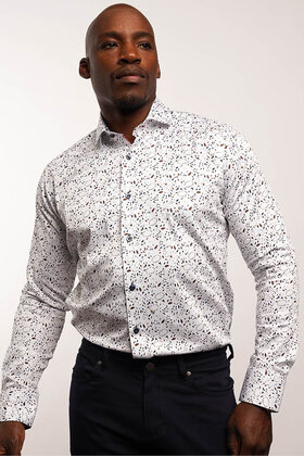 7 Downie St. Patterned Dress Shirt - White - SW 1096 LS