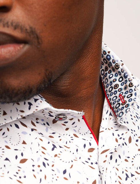 7 Downie St. Patterned Dress Shirt - White - SW 1096 LS