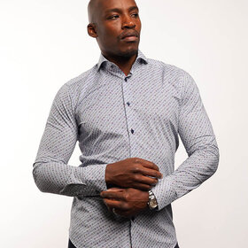 7 Downie St. Patterned Dress Shirt - Navy - T5