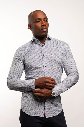 7 Downie St. Patterned Dress Shirt - Navy - T5