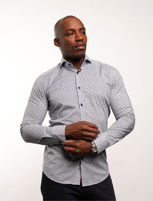 7 Downie St. Patterned Dress Shirt - Navy - T5