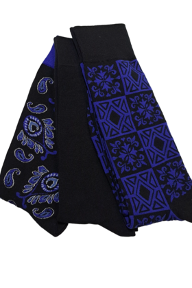 Robert Graham Multi Pattern Paisley 3-Pack  Socks - Black