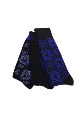 Robert Graham Multi Pattern Paisley 3-Pack  Socks - Black