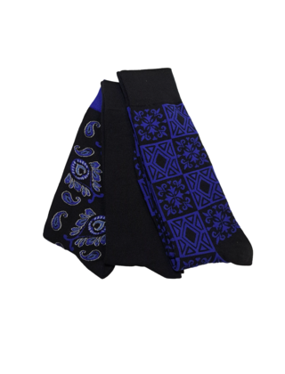 Robert Graham Multi Pattern Paisley 3-Pack  Socks - Black