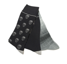Robert Graham Multi Pattern Skull 3-Pack  Socks - Black