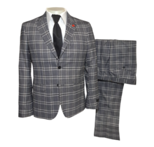 Alpha & Steele Plaid Suit - Black & Grey