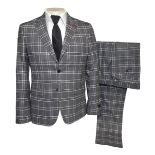 Alpha & Steele Plaid Suit - Black & Grey