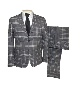 Alpha & Steele Plaid Suit - Black & Grey