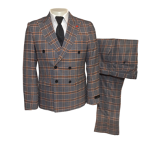 Alpha & Steele Plaid Suit - Black & Orange
