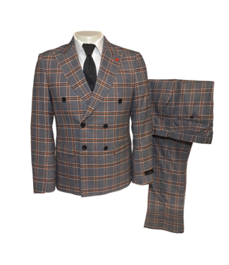 Alpha & Steele Plaid Suit - Black & Orange