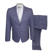 Alpha & Steele Plaid Suit - Blue & Navy