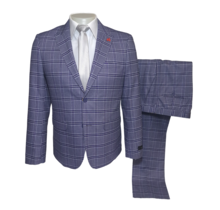 Alpha & Steele Plaid Suit - Blue & Navy