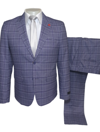 Alpha & Steele Plaid Suit - Blue & Navy