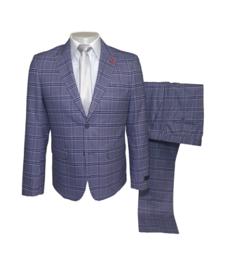 Alpha & Steele Plaid Suit - Blue & Navy