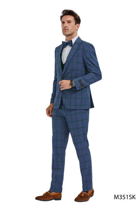 TAZZIO 3PC PLAID SUIT