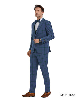 TAZZIO 3PC PLAID SUIT