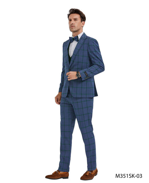 TAZZIO 3PC PLAID SUIT