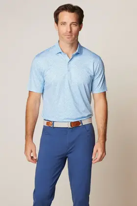 Johnnie-O  Howie Printed Jersey Performance Polo - Monsoon