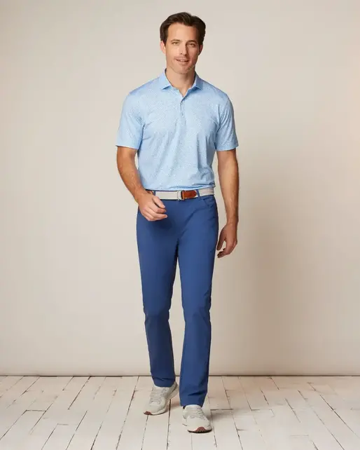 Johnnie-O  Howie Printed Jersey Performance Polo - Monsoon