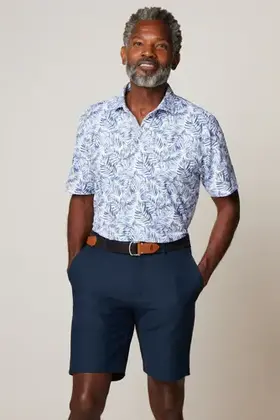 Johnnie-O Aiken Printed Mesh Performance Polo - Lake