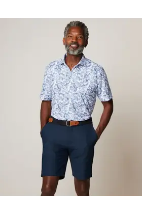 Johnnie-O Aiken Printed Mesh Performance Polo - Lake