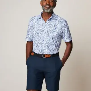 Johnnie-O Aiken Printed Mesh Performance Polo - Lake