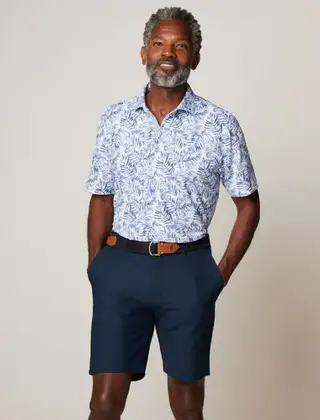 Johnnie-O Aiken Printed Mesh Performance Polo - Lake
