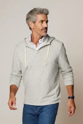 Johnnie - O - Kampton Henley Hoodie Pullover  - Light Grey