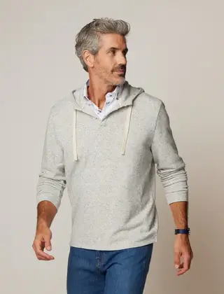 Johnnie - O - Kampton Henley Hoodie Pullover  - Light Grey