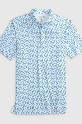 Johnnie - O - Vern Printed Jersey Performance Polo  - Malibu