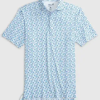 Johnnie - O - Vern Printed Jersey Performance Polo  - Malibu