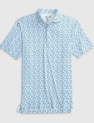Johnnie - O - Vern Printed Jersey Performance Polo  - Malibu