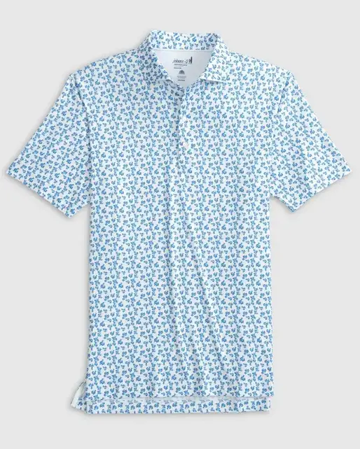 Johnnie - O - Vern Printed Jersey Performance Polo  - Malibu