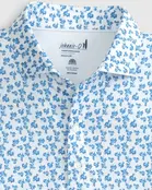Johnnie - O - Vern Printed Jersey Performance Polo  - Malibu