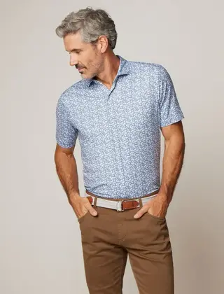 Johnnie - O - Alston Printed Featherweight Performance Polo  - Lake