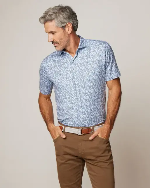 Johnnie - O - Alston Printed Featherweight Performance Polo  - Lake