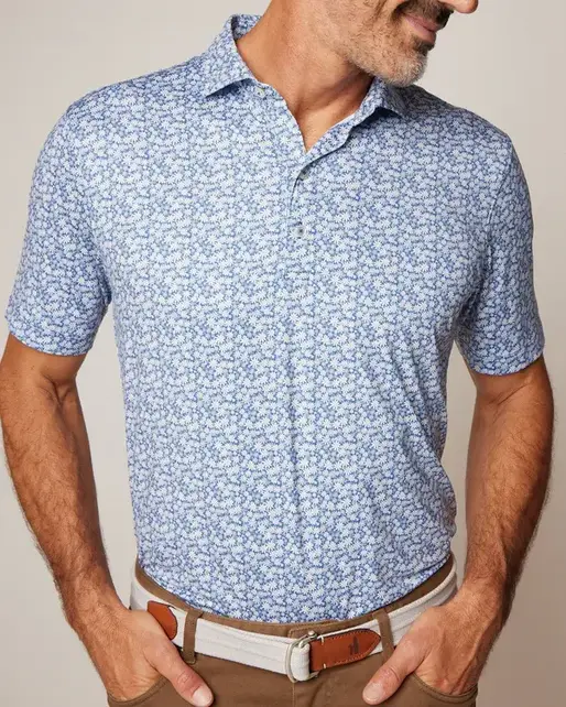 Johnnie - O - Alston Printed Featherweight Performance Polo  - Lake