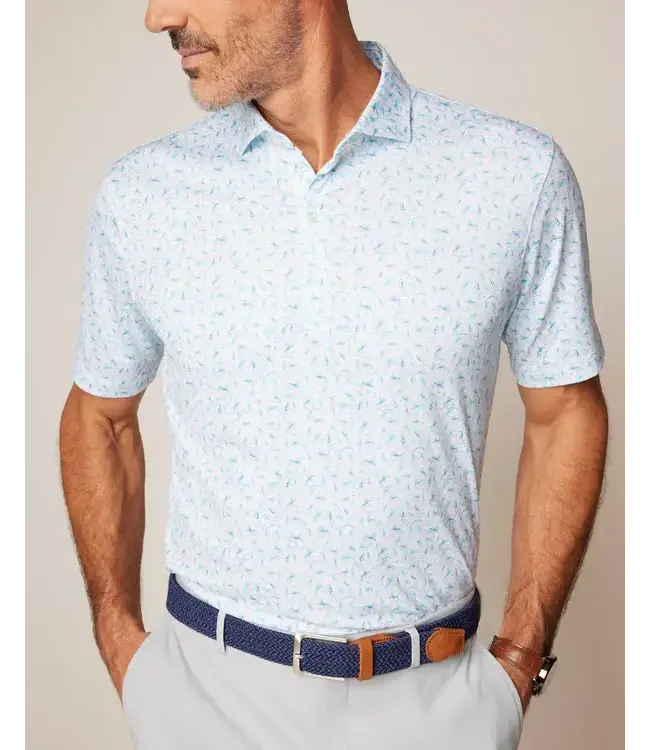 Johnnie-O Johnnie - O - Sand Bagger Printed Jersey Performance Polo  - White
