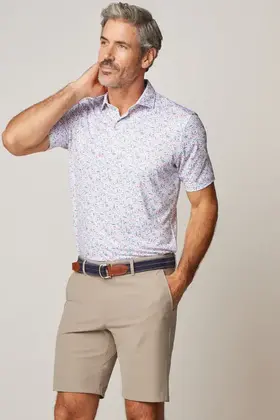 Johnnie - O - Sunshine State Printed Jersey Polo  - White