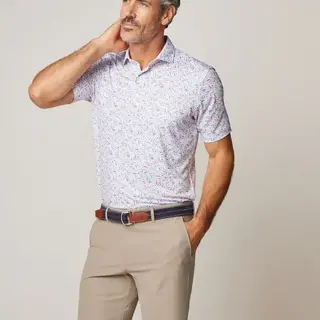 Johnnie - O - Sunshine State Printed Jersey Polo  - White