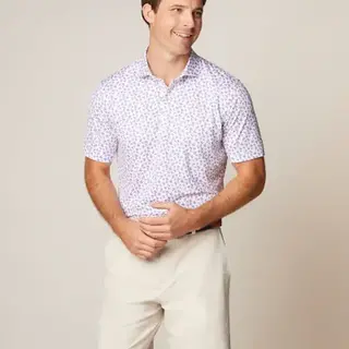Johnnie-O  Vern Printed Jersey Performance Polo - Lake