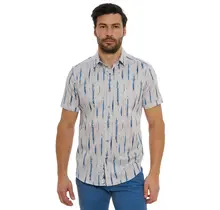 Robert Graham Shipping Lines Short Sleeve Dress Shirt - Blue