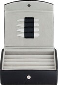 Leather Travel Cufflinks Box With 2 Pairs Metal Collar Stays