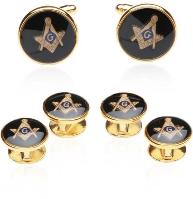 Masonic Freemason Cufflinks & Studs - Gold