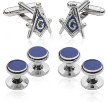 Silvertone Masonic Formal Set - Links & Studs