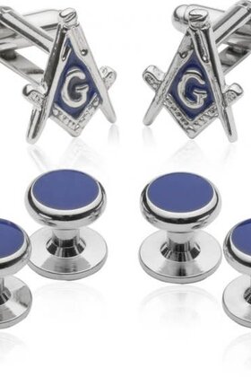 Silvertone Masonic Formal Set - Links & Studs