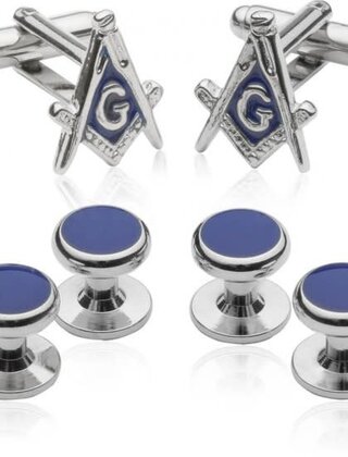 Silvertone Masonic Formal Set - Links & Studs