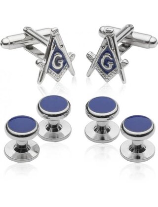 Silvertone Masonic Formal Set - Links & Studs
