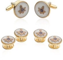 Mother Of Pearl Masonic Tuxedo Cufflinks And Studs